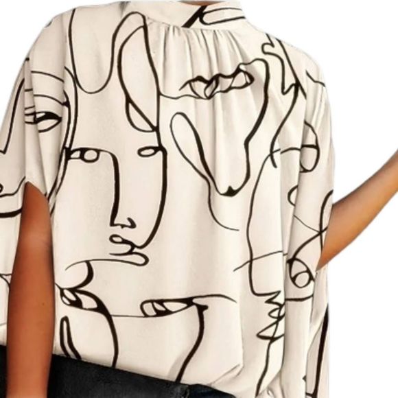 Abstract Face Print Women's Top - Picture 7 of 14